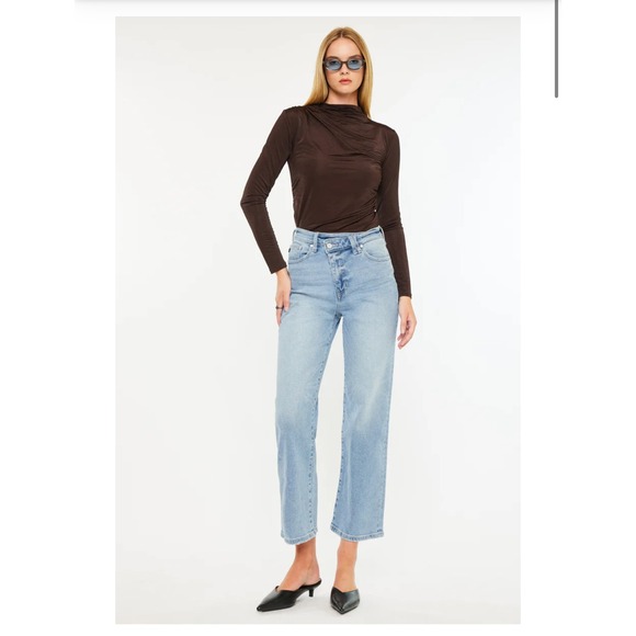 Kancan Bethany High Rise‎ 90's Criss Cross Straight Leg Jeans 9/28 - Picture 1 of 9